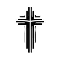 Geometric Black and White Cross Abstract Religious Symbol on a Clean White Background vector