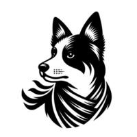 Black and White Border Collie Portrait Illustration of a Loyal Canine with Geometric Lines and Dynamic Shadowing on White Background. vector