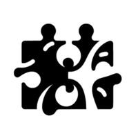 Interlocking Black Puzzle Pieces with HumanLike Silhouette Forms on a White Backdrop Representing Connection and Collaboration vector