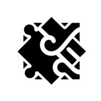 Interlocking Geometric Puzzle with Swirls, Black White, Square, Minimalist , Creative Composition vector