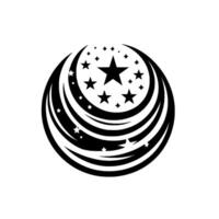 Black and White Emblem A Circular of Stars and CrescentLike Elements on a White Background. vector