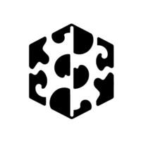 Bold, Geometric Abstract A Symmetrical Hexagon with Intricate Black and White Organic Shapes, Showcasing Modern . vector