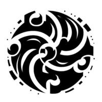 Geometric Circular in Monochrome with Swirling Lines, Organic Shapes, and Symmetrical Composition Against White Background vector