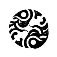 Abstract D Circular in Monochrome, Intertwined Black White Swirls and Curves with Shadow Effects on White Background. vector