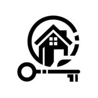 Monochromatic Real Estate Featuring House Inside Circle with a Key, Symbolic of Property, Home Ownership and Security. vector