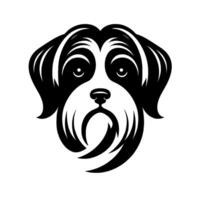 Stylized Black and White Dog Head , Featuring a Friendly, Rounded Face and Whiskers on a White Background. vector