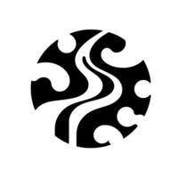 Abstract Black and White Circle featuring flowing white curves and negative space, creating a stylized, modern pattern. vector