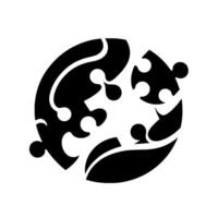 Black and White Yin Yang with a Puzzle Twist Symbolic Circle of Integration, Harmony, and Connection. vector