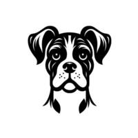 Bold Black and White Boxer Dog , Simple and Striking Portrait with Floppy Ears, Ideal for Branding and . vector
