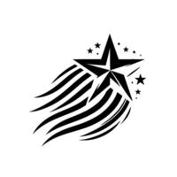 Dynamic Black and White Starburst Featuring a MultiPointed Star with Trails and Scattered Smaller Stars on White Background vector