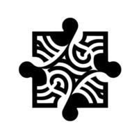 Abstract geometric puzzle piece illustration with swirling lines and rounded edges, a modern black and white . vector