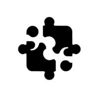 Interlocking Puzzle Pieces A Minimalist, HighContrast Composition of Four Black Puzzle Elements, Casting a Shadow, on a White Background. vector