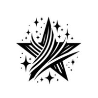 Abstract, Striking Black and White Starburst with Dynamic Lines and Surrounding Sparkle Effect. vector
