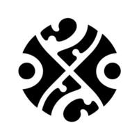 Bold Black and White Circular Featuring Intricate Geometric Patterns and Curves, Resembling a Tribal Symbol. vector