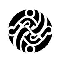 Intricate Circular Celtic Knot in Bold Black and White, Symmetric Abstract Art with Flowing Lines and Orbs. vector