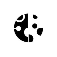 Abstract Black White Circular Composed of Geometric Shapes, Circles, and Negative Space, with a Minimalist Aesthetic. vector