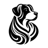Stylized Black and White Dog Head, Profile View, with Flowing, Ornamental , Clean Lines, Isolated vector