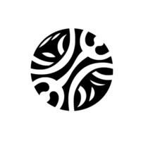 Circular Black White Abstract with Curvilinear Pattern and Shadow on Pale Background. vector