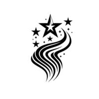 Artistic black starburst emblem with stylized smoke trail, embodying aspiration and movement, against white backdrop. vector