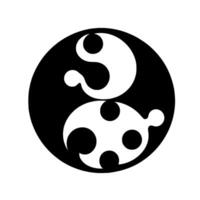 Abstract Yin Yang Symbol with Circular Form, Black White, Organic Shape, Positive and Negative Space. vector