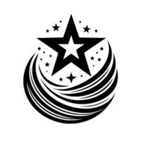 Black White Starburst Bold with a large central star, smaller stars, and curved lines, creating a dynamic celestial effect. vector