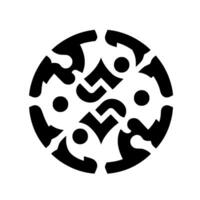 Abstract Black and White Circular with Interlocking Shapes and Dots, Set Against a Minimalist White Background. vector