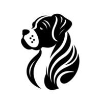 Stylized Black and White Dog Head with Geometric Fur , Focused on Profile View, Minimalist Concept on White. vector