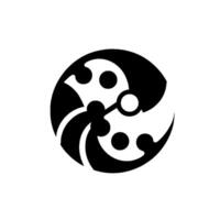Black and White Abstract Circular with Symmetrical Shapes, Dots, and Modern Aesthetic. vector