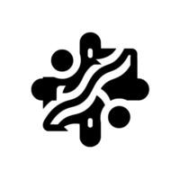Monochrome Geometric A stylized fourpart pattern featuring interconnected shapes, wave elements, and circular accents, all within a square form. vector