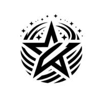 Bold Black Starburst with Striking Geometric , Radiating Energy, and Stellar Elements on a Bright White Background. vector