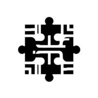 Abstract black puzzle silhouette on a white background, creating a visually balanced minimalist , symbolizing connection. vector