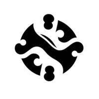 Abstract Black and White Featuring Fluid, Wavelike Forms Encased in a Circular Composition with Shadow. vector