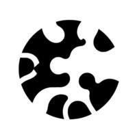 Abstract black and white circular with a textured black inner area and a white puzzlelike negative space. D effect on edges. vector