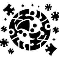 Abstract circular in black and white with puzzle pieces, plus signs, and florallike motifs. vector