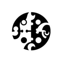 Symmetrical abstract within a circle. Contrasting black and white organic shapes, resembling puzzle pieces. Minimalist and modern artistic composition. vector
