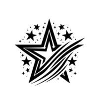 style Black Star with Dynamic Lines and Embedded Stars on White Backdrop, Reflecting Modern Elegance. vector