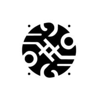 Abstract black and white circular featuring geometric shapes and organic lines, minimalist composition. vector