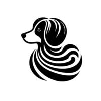 Black and White Abstract Dog with Swirls and Lines, Illustrating Canine Profile for Branding and PetRelated Concepts. vector