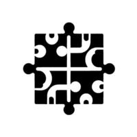 Abstract Black and White Puzzle Piece with Unique Internal Shapes and Cross on Light Background vector