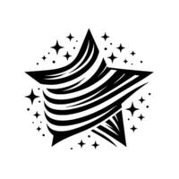 Abstract, Modern Star with Striped Texture and Sparkles A Monochromatic Illustration on White. vector