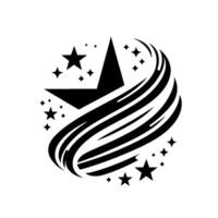 A modern, elegant featuring a large, stylized star encompassed by a dynamic, flowing and smaller stars. vector