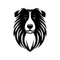 Illustration of a Border Collies Head in Black and White with a stylized, symmetrical , perfect for . vector