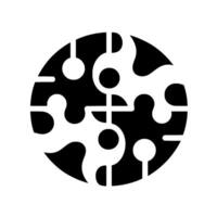 Abstract circular featuring jigsawlike shapes of black and white, creating a modern and symbolic visual. vector