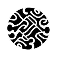 Intricate Black and White Circular with Geometric and Organic Elements, Resembling a Puzzle or Maze on a White Background. vector