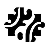 Abstract Black and White Composition Featuring PuzzlePieceLike Organic Forms with Shadow vector