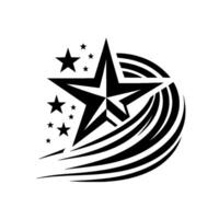 Bold Black Star Emblem with Streaks of Speed on White Background, Showcasing Dynamic Movement and Modern . vector