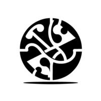 Black and White Circular Celtic Knot with Shadow, Minimalist Emblem, Repeating Patterns, Abstract Art. vector