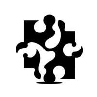 Monochrome of a single jigsaw puzzle piece, featuring contrasting black and white negative space and organic shapes. vector