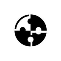 A minimalist circular featuring a black and white segmented puzzle, symbolizing unity, completion and interconnectedness. vector