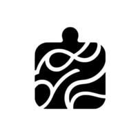 Abstract black and white puzzleshaped with flowing, layered wavy lines, minimalist on a white background. vector